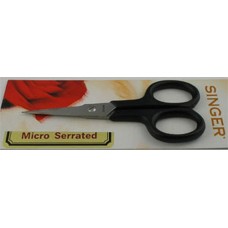 4-1/2" Embroidery Scissors Micro Serrated Blade, Fine Points, Stainless Steel, Black Handle